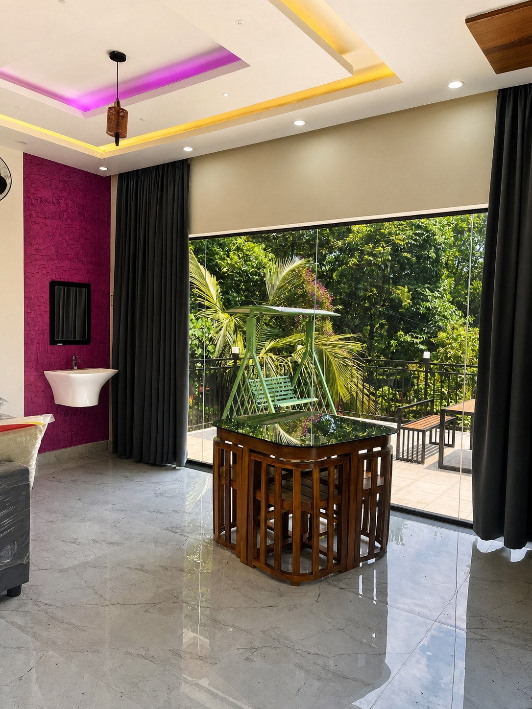 Bright living and dining area